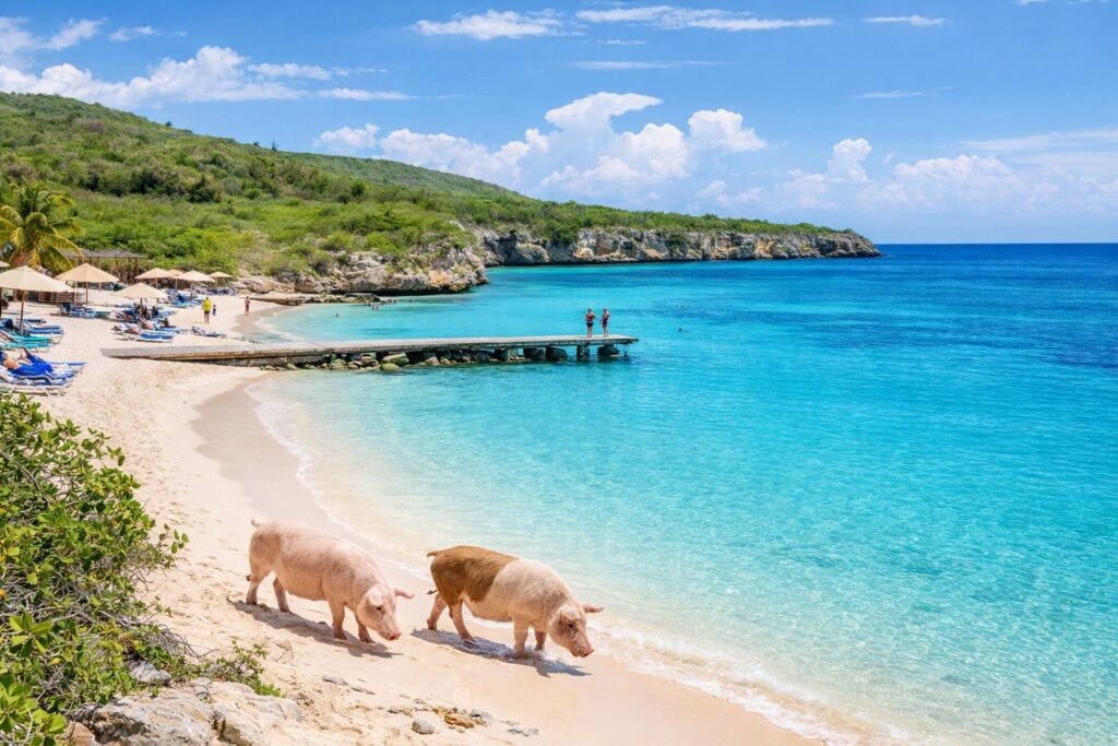 Playa Porto Mari op Curaçao met helder water en strandfaciliteiten